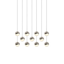 Load image into Gallery viewer, Grapes® 11-Light Rectangle LED Multipoint Pendant Light in Satin Nickel (Medium).
