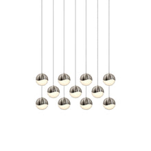 Load image into Gallery viewer, Grapes® 11-Light Rectangle LED Multipoint Pendant Light in Satin Nickel (Large).
