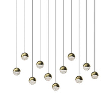 Load image into Gallery viewer, Grapes® 11-Light Rectangle LED Multipoint Pendant Light in Brass (Medium).
