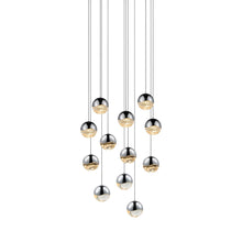 Load image into Gallery viewer, Grapes® 12-Light Round LED Multipoint Pendant Light in Polished Chrome/Medium Bulb.

