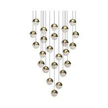 Load image into Gallery viewer, Grapes® 24-Light Round LED Multipoint Pendant Light in Brass/Large Bulb.
