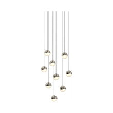 Load image into Gallery viewer, Grapes® LED Multipoint Pendant Light in Satin Nickel/Round/Small (9-Light).
