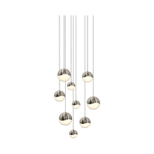 Load image into Gallery viewer, Grapes® LED Multipoint Pendant Light in Satin Nickel/Round/Assorted (9-Light).
