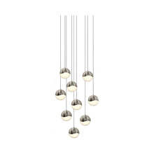 Load image into Gallery viewer, Grapes® LED Multipoint Pendant Light in Satin Nickel/Round/Medium (9-Light).
