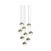 Load image into Gallery viewer, Grapes® LED Multipoint Pendant Light in Satin Nickel/Round/Large (9-Light).
