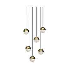 Load image into Gallery viewer, Grapes® LED Multipoint Pendant Light in Brass/Round/Small (6-Light).

