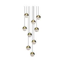 Load image into Gallery viewer, Grapes® LED Multipoint Pendant Light in Brass/Round/Medium (9-Light).
