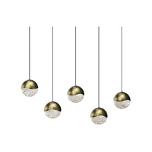 Load image into Gallery viewer, Grapes® LED Multipoint Pendant Light in Brass/Rectangle/Medium (5-Light).

