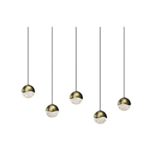 Load image into Gallery viewer, Grapes® LED Multipoint Pendant Light in Brass/Rectangle/Small (5-Light).
