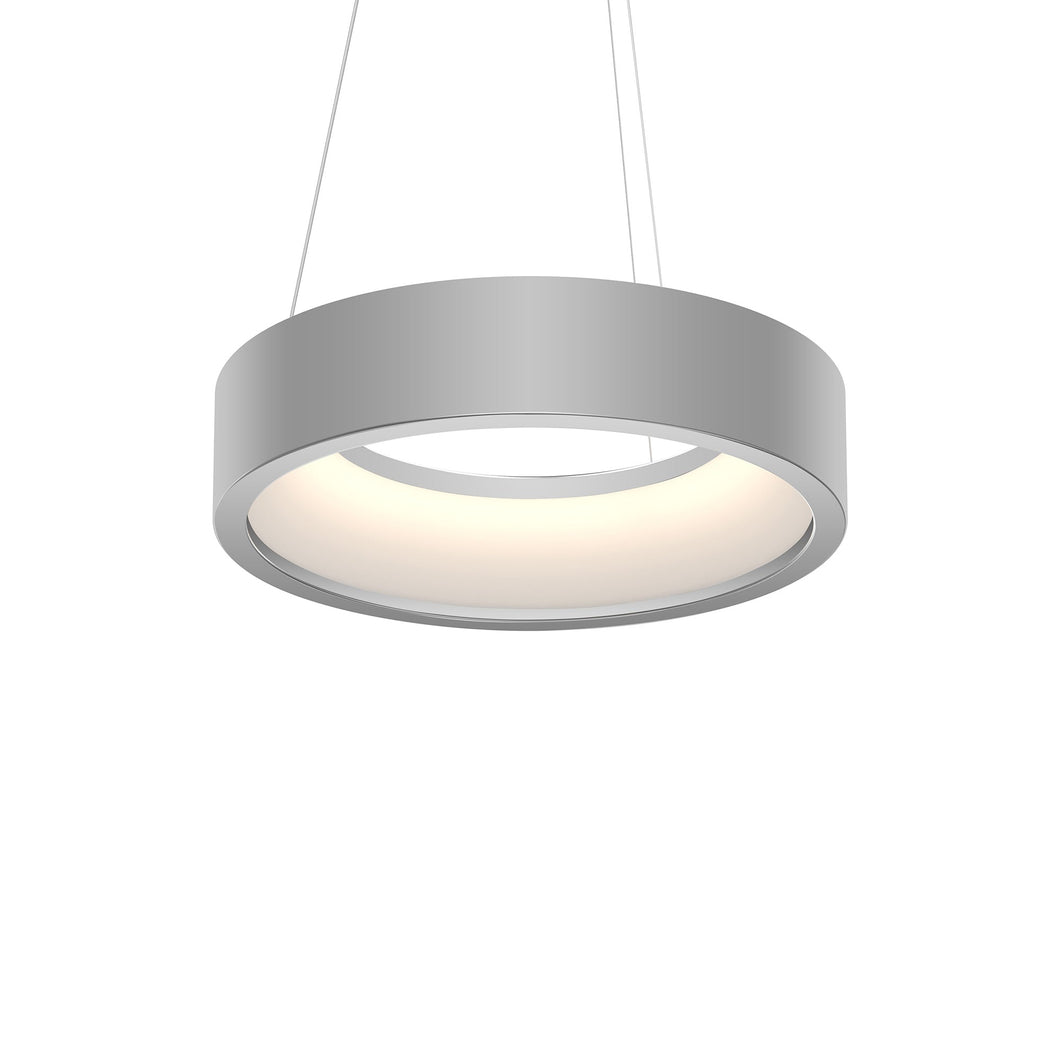 Tromme™ LED Pendant Light in Bright Satin Aluminum (18-Inch Short).