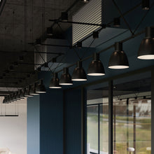 Load image into Gallery viewer, Suspenders® Triangle Truss Linear LED Suspension Light in restaurant.
