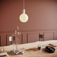 Load image into Gallery viewer, Alumina Sphere V LED Single Pendant Light in living room.
