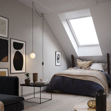 Load image into Gallery viewer, Enno Plug-In Pendant Light in bedroom.
