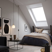 Load image into Gallery viewer, Oblo Plug-In Pendant Light in bedroom.
