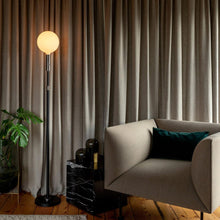 Load image into Gallery viewer, Poise Sphere V LED Adjustable Floor Lamp in living room.
