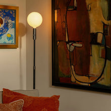 Load image into Gallery viewer, Poise Sphere V LED Adjustable Floor Lamp in living room.
