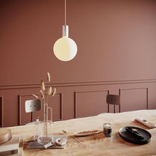 Load image into Gallery viewer, Sphere V Medium Base G63 Type LED Bulb in Dining Room.
