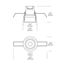 Load image into Gallery viewer, ENTRA Niche 2-Inch Round LED Fixed Downlight Recessed Housing - line drawing.
