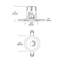 Load image into Gallery viewer, Entra CL 3-Inch Round Non-IC Rated LED Wall Wash Remodel Recessed Housing - line drawing.

