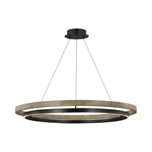 Load image into Gallery viewer, Grace LED Chandelier in Matte Black/Weather Oak Wood (48-Inch).
