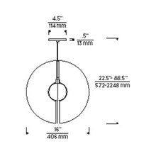 Load image into Gallery viewer, Orbel Round Pendant Light - line drawing.
