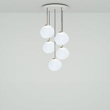 Load image into Gallery viewer, Melt Mini Round LED Pendant Light in Opal/Gold.
