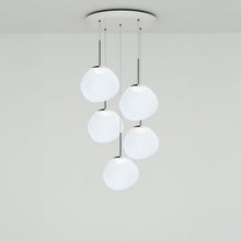 Load image into Gallery viewer, Melt Mini Round LED Pendant Light in Opal/Silver.

