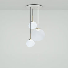 Load image into Gallery viewer, Melt Trio Round LED Pendant Light in Opal/Silver.
