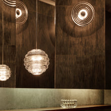 Load image into Gallery viewer, Press Sphere LED Mini Pendant Light in bathroom.
