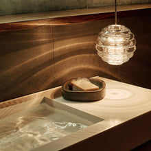 Load image into Gallery viewer, Press Sphere LED Mini Pendant Light in bathroom.
