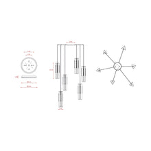 Load image into Gallery viewer, Excalibur Multi Light Pendant Light - line drawing.
