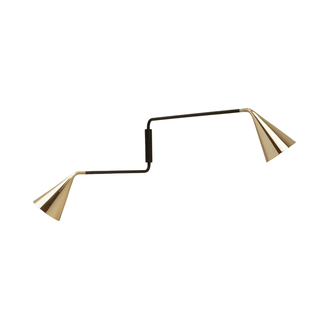 Gordon 2-Light Orientable Wall Light in Brushed Brass.