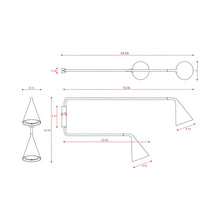 Load image into Gallery viewer, Gordon 2-Light Orientable Wall Light - line drawing.
