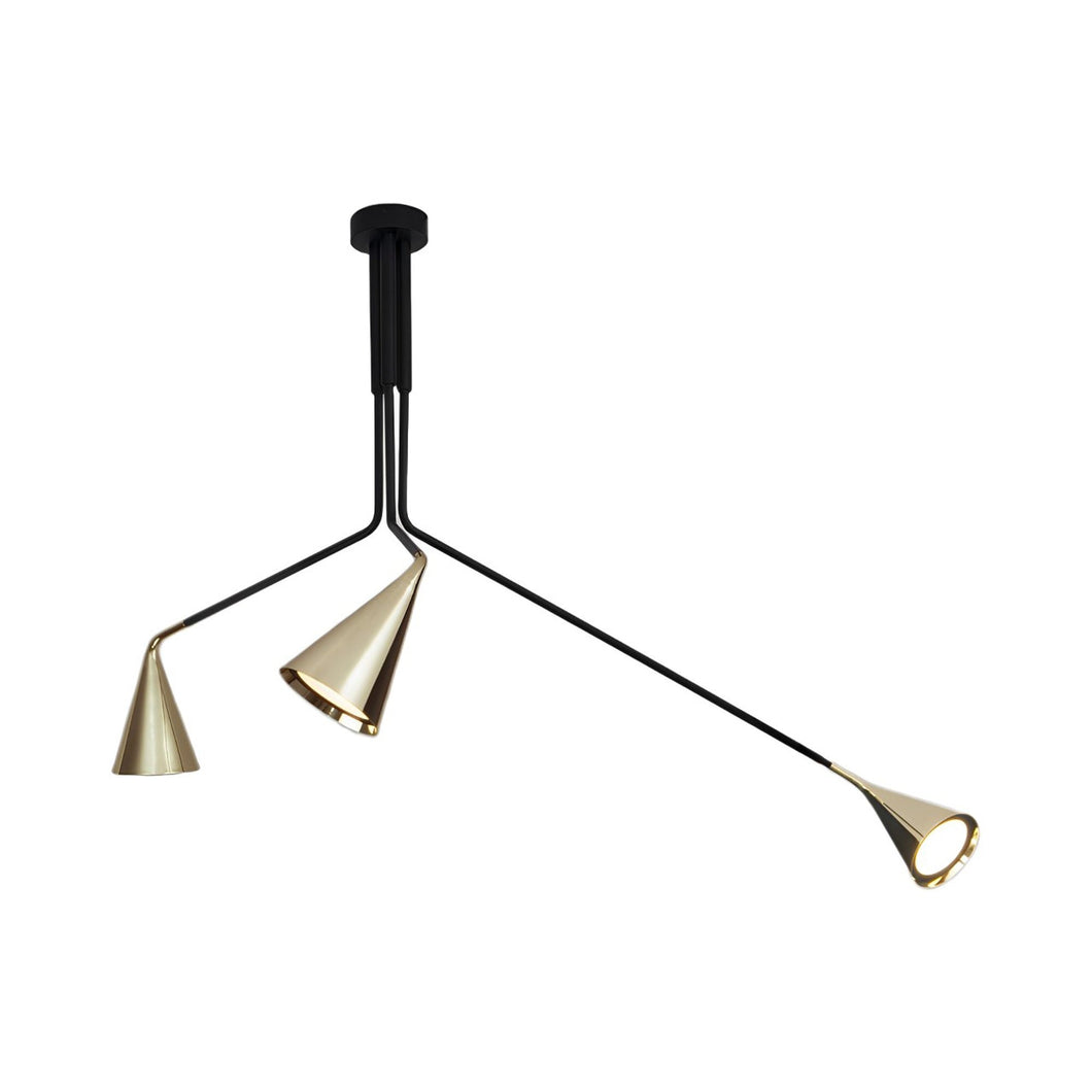 Gordon Telescopic Multi Light Recessed Flush Mount Ceiling Light in Brushed Brass.