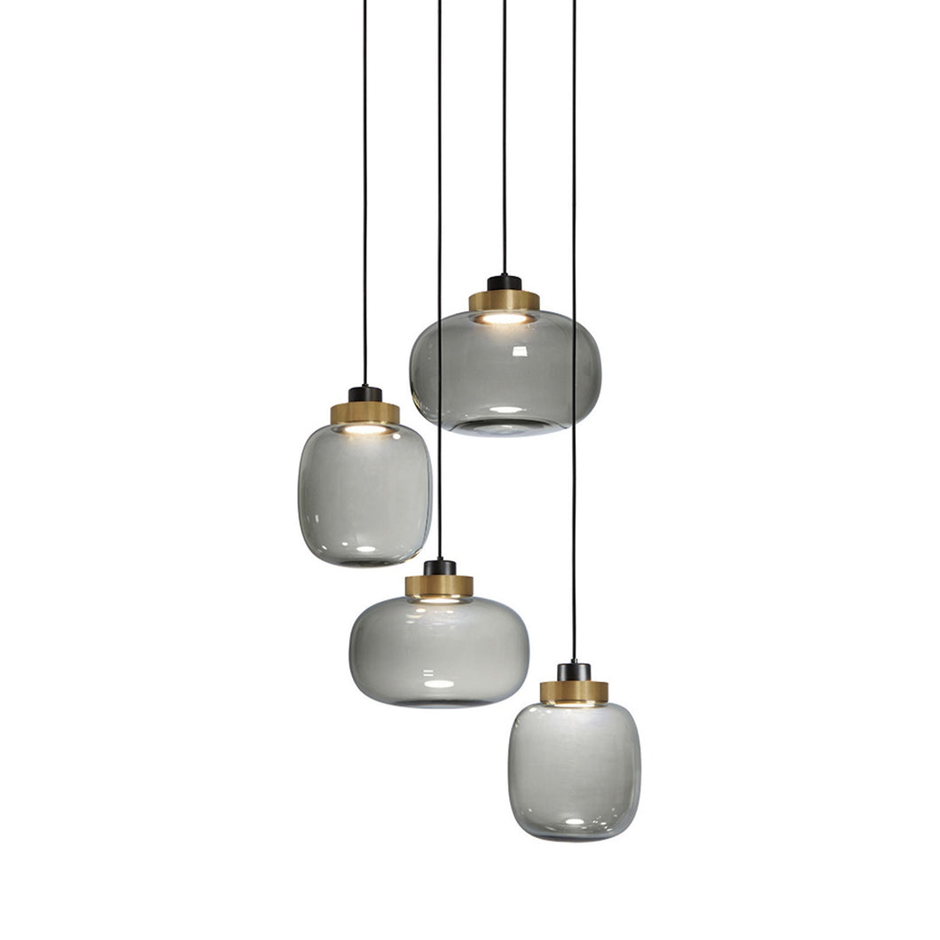 Legier LED Chandelier in Brushed Brass/Smoked Glass (4-Light).