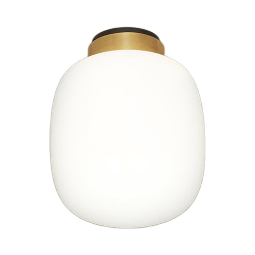 Legier LED Flush Mount Ceiling Light in Brushed Brass/Opal White Glass (9.84-Inch)