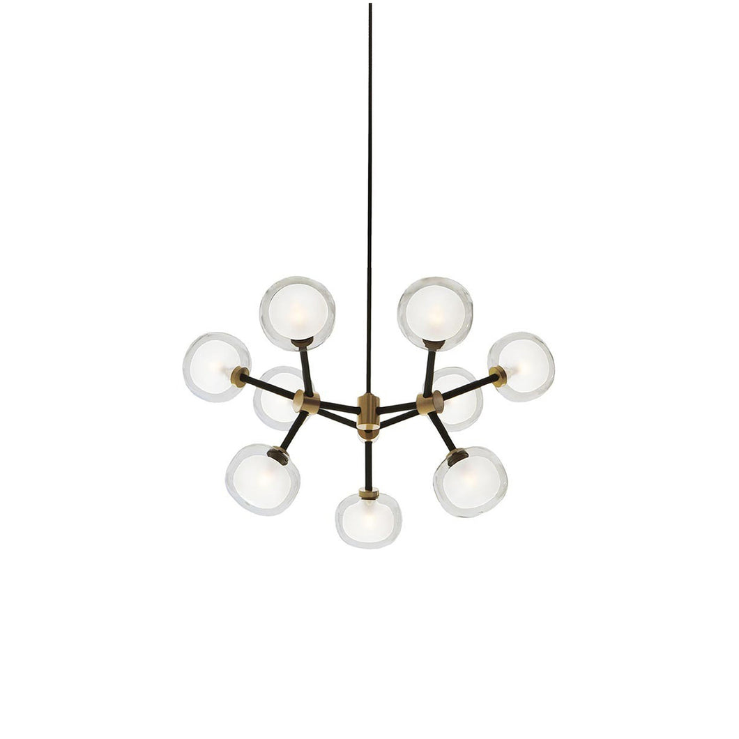 Nabila Chandelier in Brushed Brass/Clear Glass (9-Light).