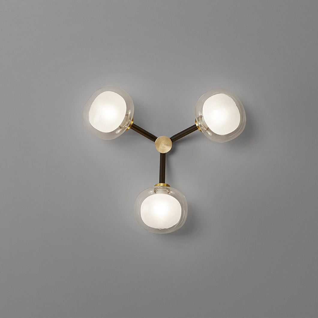 Nabila Multi Light Ceiling / Wall Light in Brushed Brass/Clear Glass.