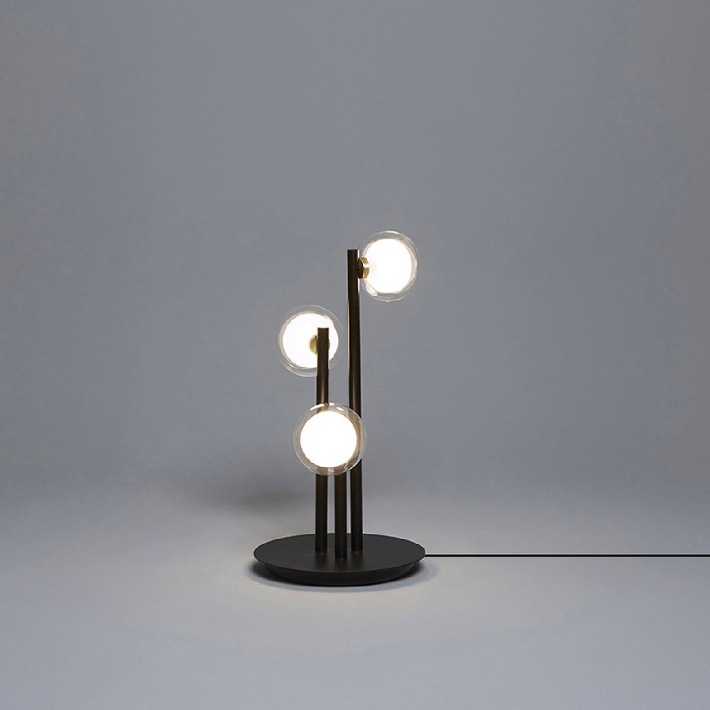 Nabila Multi Light Table Lamp in Brushed Brass/Clear Glass.