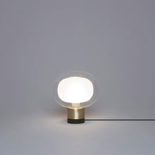 Load image into Gallery viewer, Nabila Table Lamp in Brushed Brass/Clear Glass (6.7-Inch).
