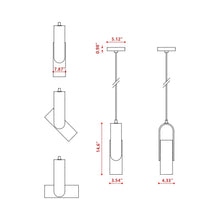 Load image into Gallery viewer, Nastro Orientable Pendant Light - line drawing.
