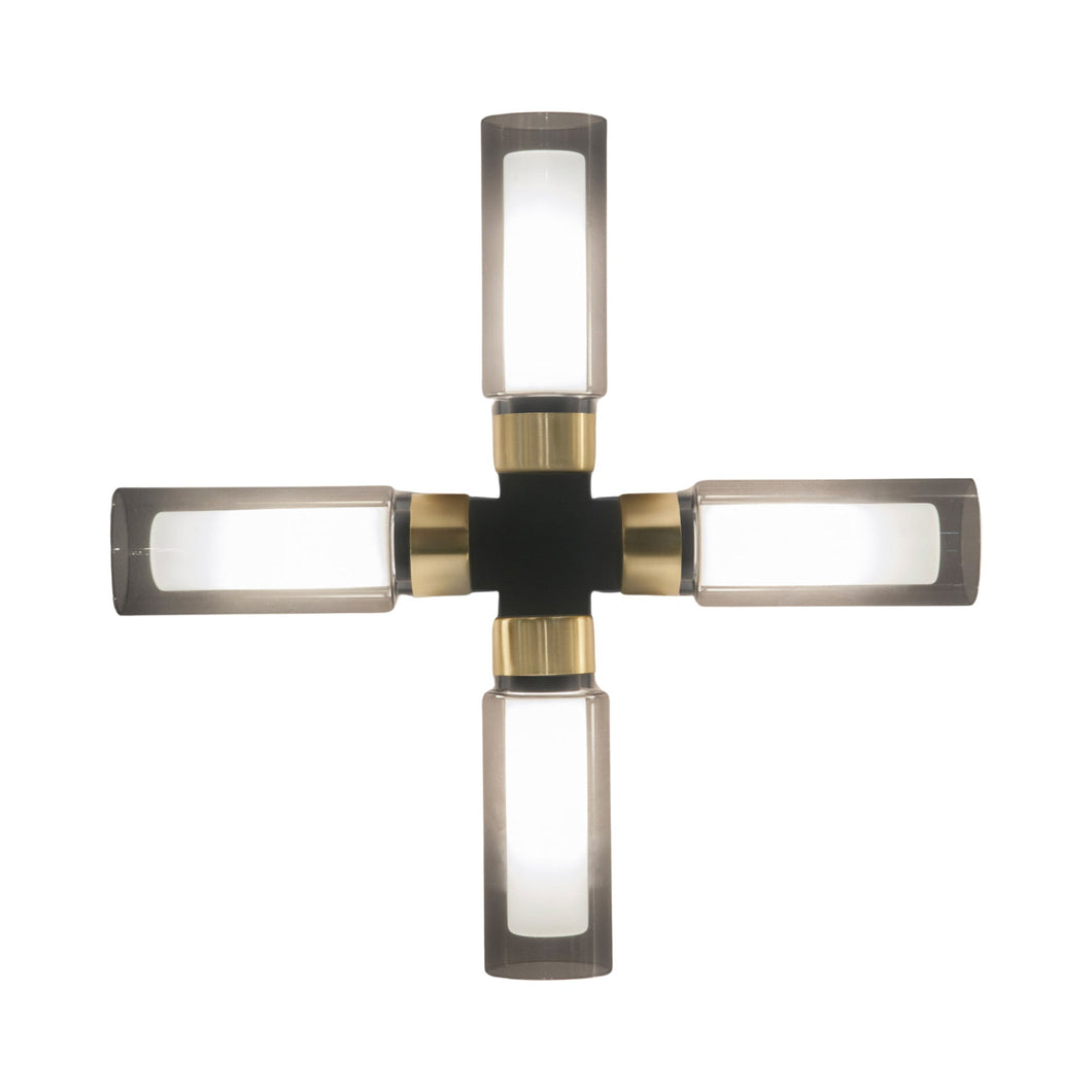 Osman Ceiling / Wall Light in Brushed Brass/Smoked Glass.