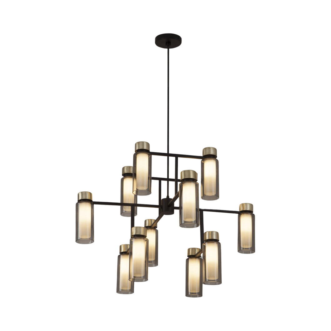 Osman Chandelier in Black Chrome/Smoked Glass (12-Light/33.46-Inch).
