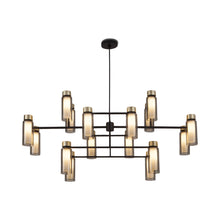 Load image into Gallery viewer, Osman Chandelier in Black Chrome/Smoked Glass (16-Light/51.18-Inch).
