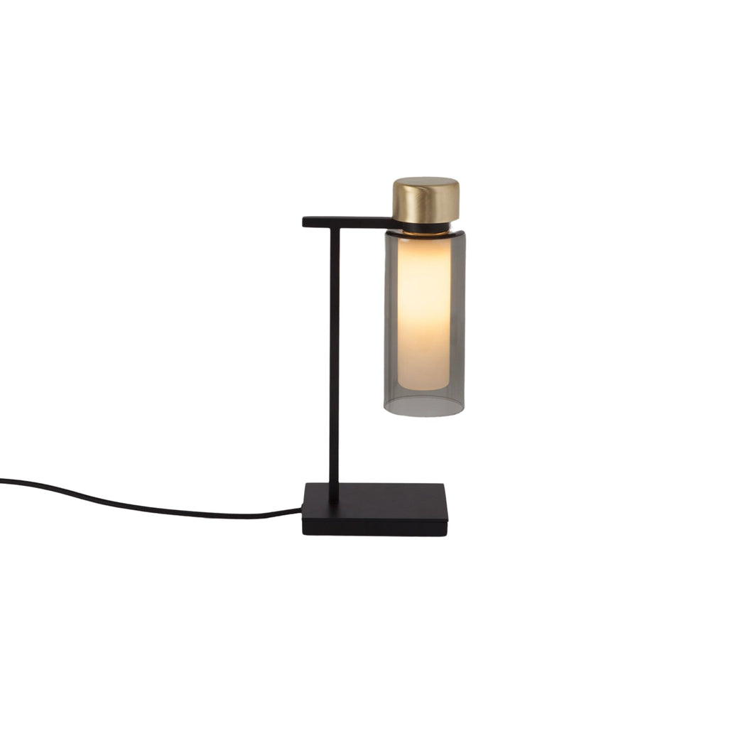 Osman Table Lamp in Black Chrome/Smoked Glass (1-Light).