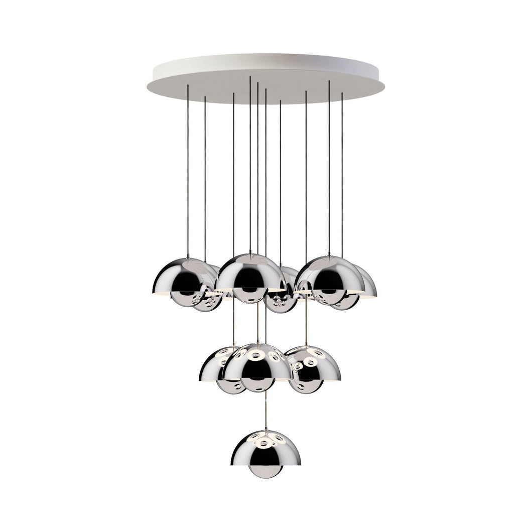 Flowerpot VP1 Chandelier (10-Light/21-Inch/Plated Brass/Chrome).