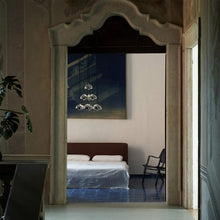 Load image into Gallery viewer, Flowerpot VP1 Chandelier in bedroom.
