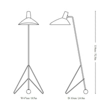 Load image into Gallery viewer, Tripod HM8 Floor Lamp - line drawing.
