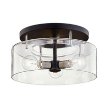 Load image into Gallery viewer, Bergamot Station Outdoor Semi-Flush Ceiling Light in Textured Black/Polished Nickel (Large).
