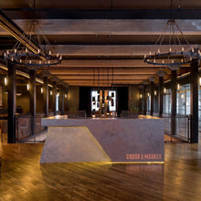 Load image into Gallery viewer, Pike Place Chandelier in office.
